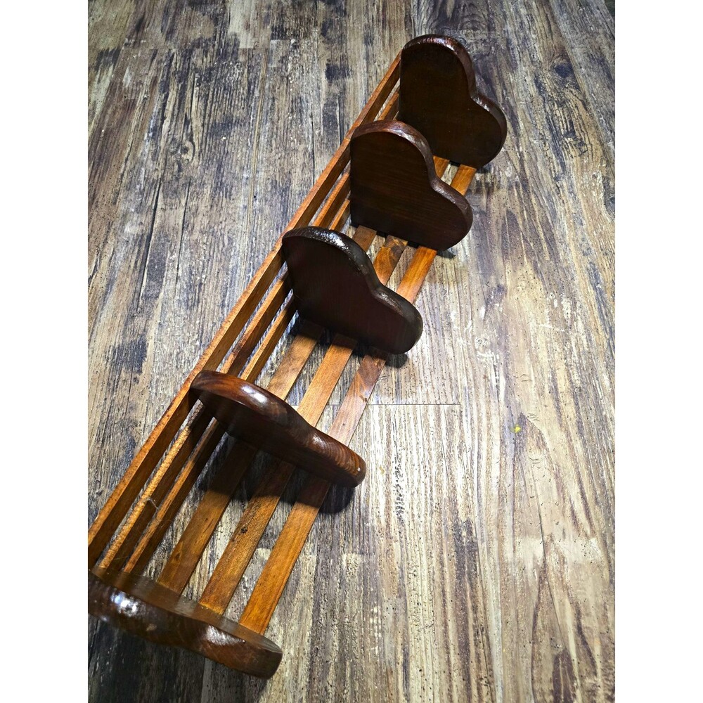 Vintage Solid Wood 5-Tier Heart Shaped corner wall shelf Farmhouse Cottagecore